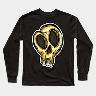 Spooky Halloween Skull Cartoon Illustration Long Sleeve T-Shirt